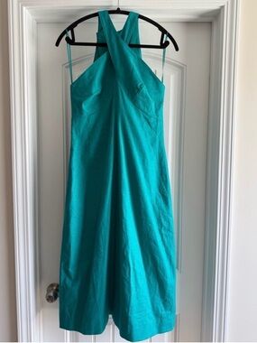 Banana Republic Factory Teal One-Shoulder Cross-Back Dress